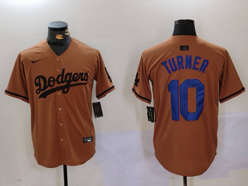 Men's Los Angeles Dodgers Justin Turner #10 Brown Jersey
